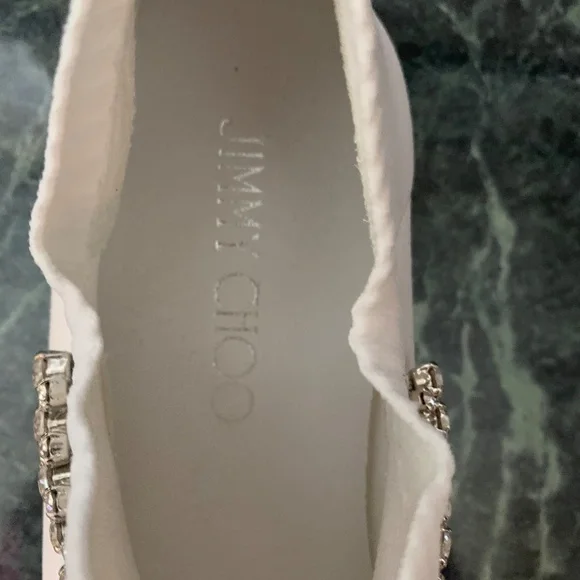 NWOB Jimmy Choo White Embellished Knit Sneakers sz 39